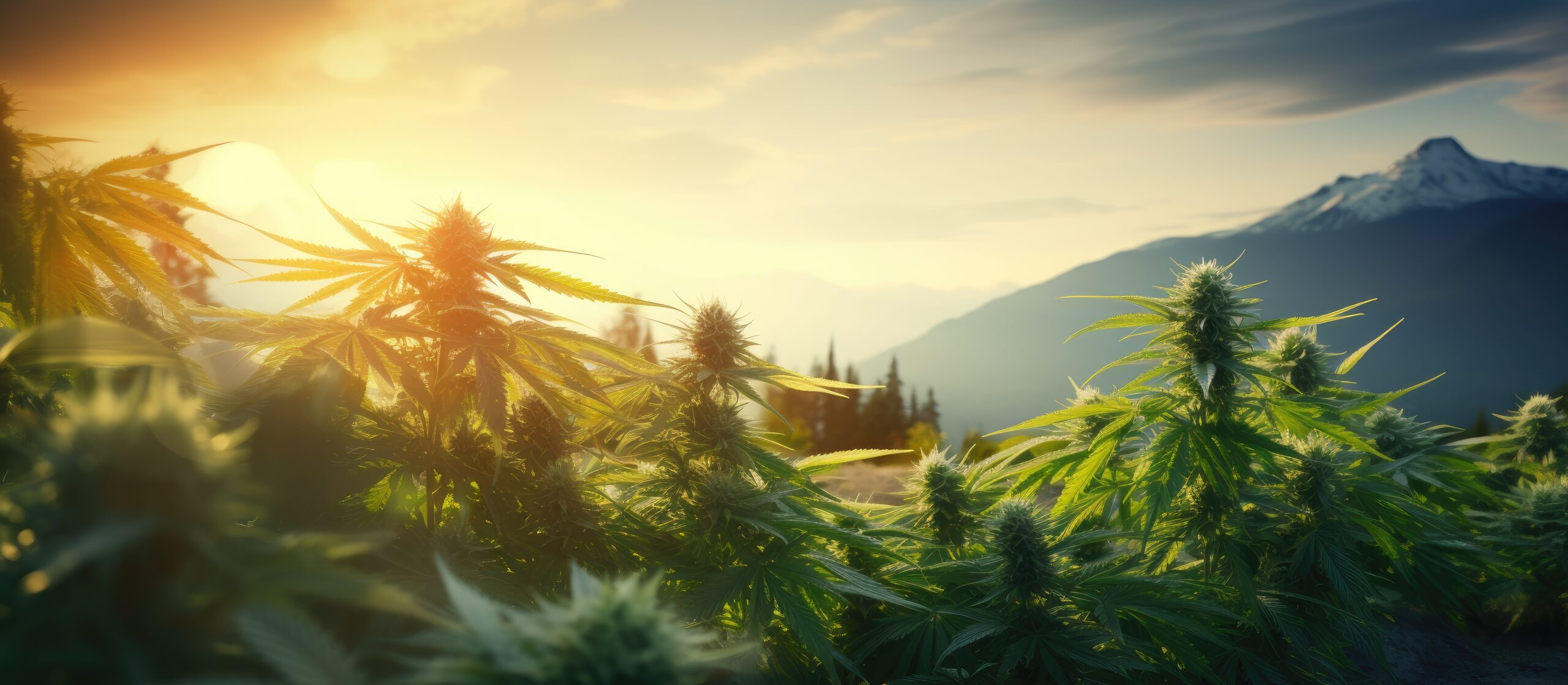 A marijuana plant with cannabis leaves representing the concept of marijuana breeding against a captivating backdrop of lush green cannabis flowers Ample copy space available
